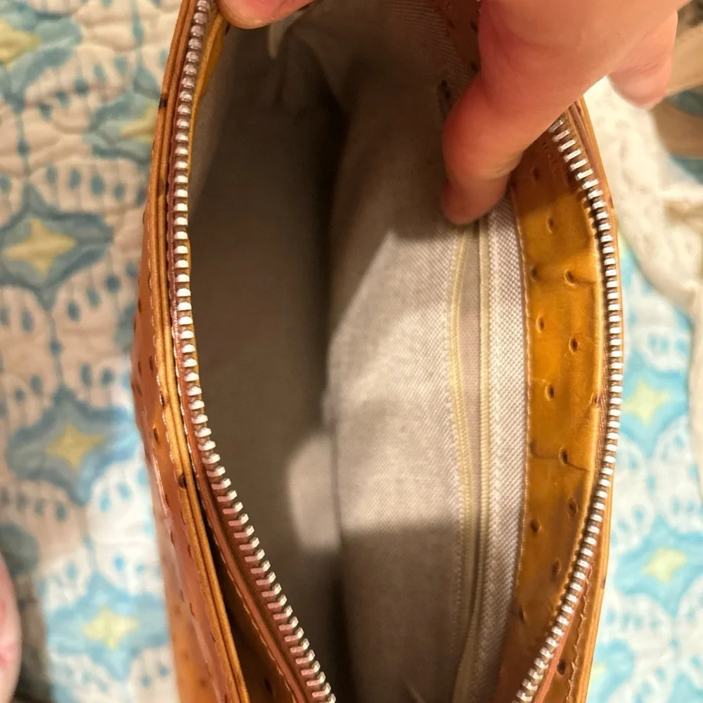 Dooney & Bourke Brown Ostrich-Embossed Shoulder Bag - Picture 3 of 3